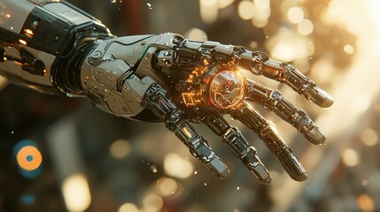 Poster - Detailed View of a Robot Hand in Action