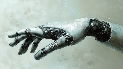 Poster - Delicate Robot Hand in Detailed View