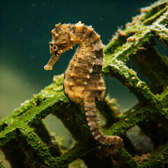 that male seahorses are the ones who get pregnant?  That's right, the female seahorse deposits her eggs into the male's brood pouch, where they are fertilized and develop until they're ready to hatch!