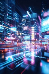 Poster - ai-driven city, digital networks, futuristic society, holographic displays
