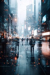 Poster - AI-controlled metropolis, futuristic architecture, innovative technology, holographic displays