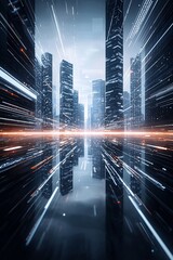 Poster - ai-driven cityscape, futuristic infrastructure, digital networks, innovative technology