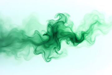 Poster - Abstract green smoke swirls on white background â€“ ethereal fluid art