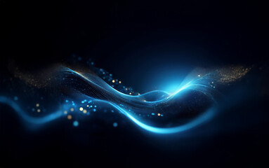 Aufkleber - A bright blue wave of energy flows through a dark background, surrounded by twinkling lights.