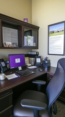 Poster - Office Interior with Desk and Chair.
