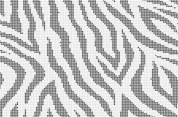 Aufkleber - Halftone trendy zebra skin pattern background vector. Animal fur dotted vector background. Abstract seamless zebra stripe pattern.