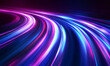 © fadi - Neon design elements light glow and flash technology abstract background. Fractal lights moving fast. Speed concept. High quality photo
