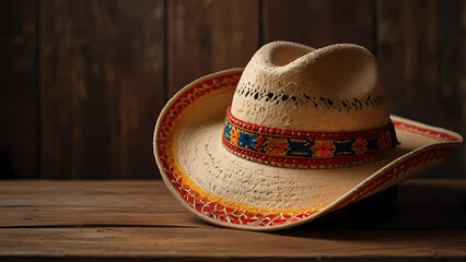 Sombrero Mexican Hat On The Wooden Table