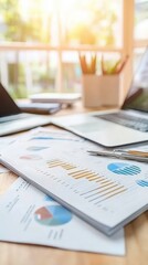 Poster - Financial Charts and Graphs On A Desk.