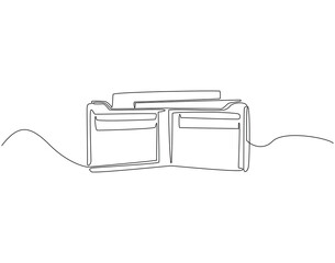 Wall Mural - Continuous one line drawing of money wallet. One line drawing illustration of wallet. Business, banking, finance, e - commerce concept single line. Editable outline