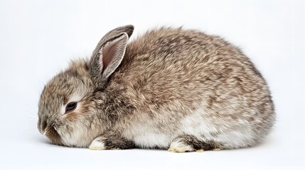 Wall Mural - 45. A smooth, shiny rabbit fur in deep browns displayed elegantly on a white backdrop
