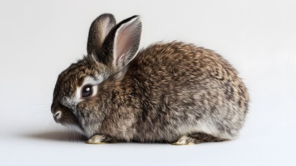 Wall Mural - 45. A smooth, shiny rabbit fur in deep browns displayed elegantly on a white backdrop