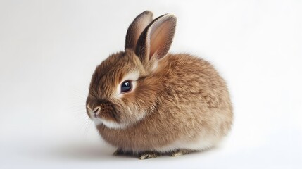 Wall Mural - 93. A smooth, shiny rabbit fur in deep browns displayed elegantly on a white backdrop