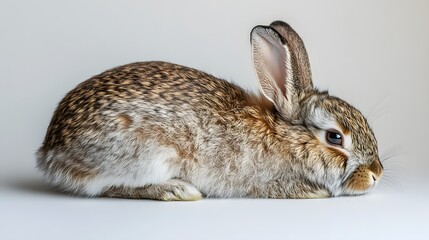 Wall Mural - 141. A smooth, shiny rabbit fur in deep browns displayed elegantly on a white backdrop