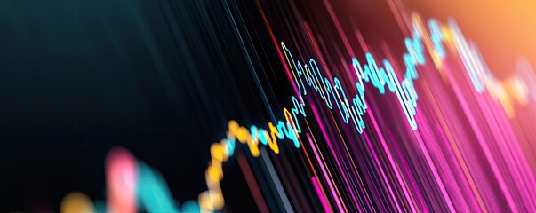 Aufkleber - Vibrant abstract data visualization with colorful lines and graphs.