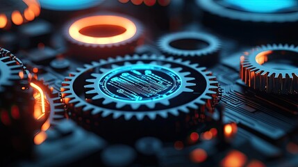 Poster - Close-up of intricate gears showcasing technology and innovation.