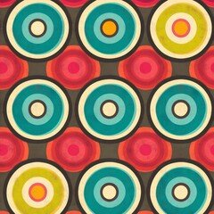 Wall Mural - A colorful pattern featuring concentric circles in various vibrant colors.