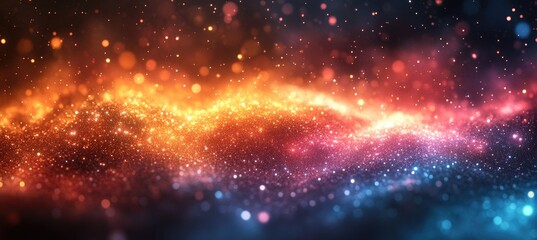 Light particles, Vibrant Abstract Cosmic Galaxy with Colorful Light Particles, dust particles