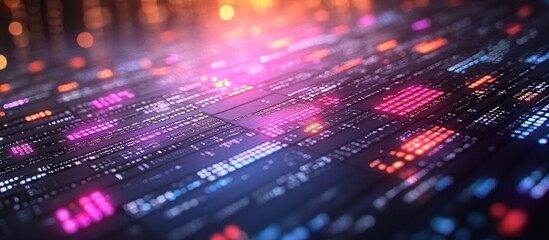 Fototapete - Dynamic Digital Circuit Pattern with Vibrant Colors and Futuristic Design : Generative AI