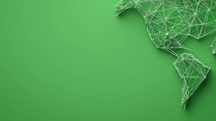 Poster - Abstract world map design with green background and interconnected line network.