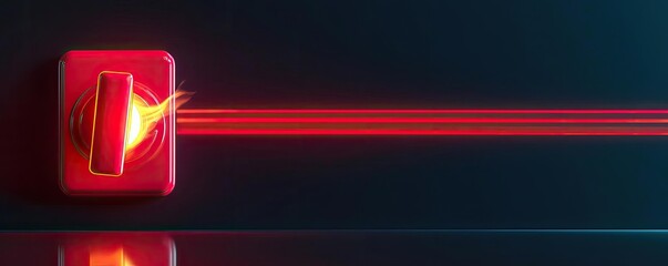 Poster - Red switch with glowing effects on a dark background