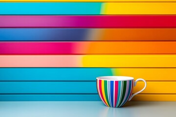 Poster - A cup of Tea Colorful Backgrounds Use solid colors that complement the product. captured with 24 mm lens ut of focus background