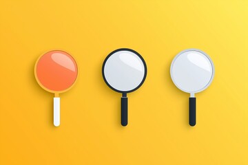 Poster - Simple magnifying glass, magnifier icon on circle line on yelow background 
