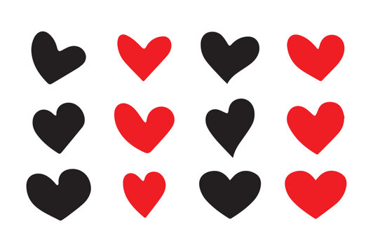 Valentine's heart vector icons. Artistic red and black heart love symbols isolated editable vector illustration EPS 10
