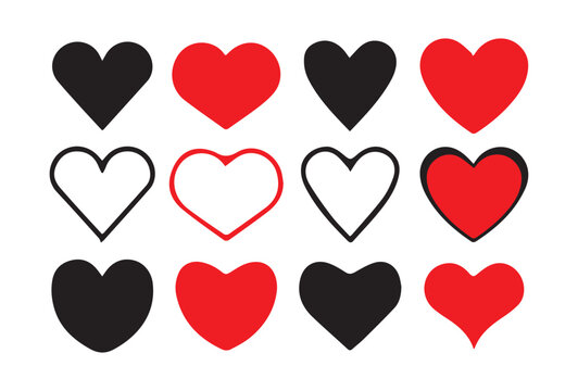 Valentine's heart vector icons. Artistic red and black heart love symbols isolated editable vector illustration EPS 10