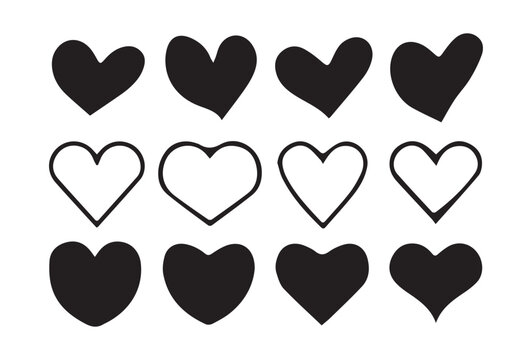 Valentine's heart vector icons. Artistic red and black heart love symbols isolated editable vector illustration EPS 10