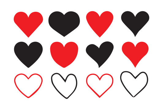 Valentine's heart vector icons. Artistic red and black heart love symbols isolated editable vector illustration EPS 10