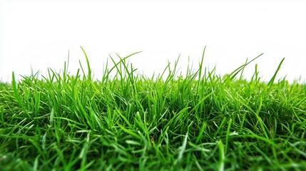 Green grass field on white background
