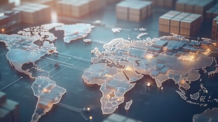 Wall Mural - logistics international delivery concept, world map with logistic network distribution on background