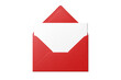© PrimeMockup - Opened red envelope mockup with blank paper isolated on a transparent background, PNG. High resolution.