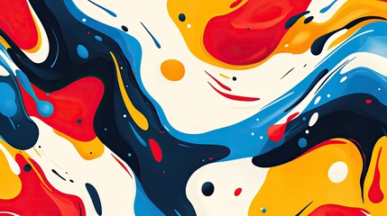 Fototapete - Fluid swirl abstract blob pattern with bold colors and a dynamic sense of movement, adding an artistic and vibrant flair to any design.