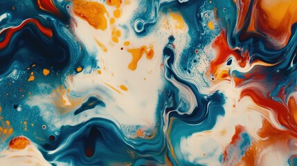 Fototapete - Fluid swirl abstract blob pattern with bold colors and a dynamic sense of movement, adding an artistic and vibrant flair to any design.