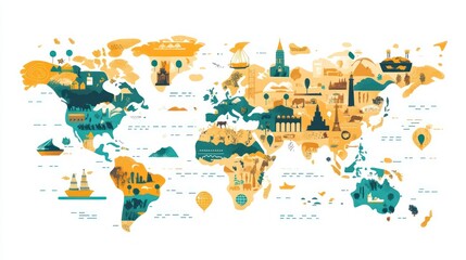  A map showing regional awareness days across different continents, featuring days like 'European Heritage Days' and 'Africa Environment Day,' with cultural symbols