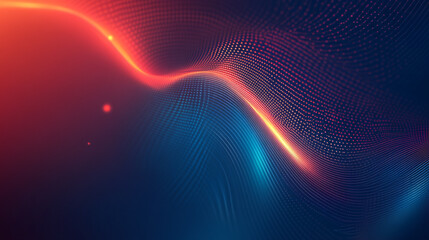 Poster - Abstract digital waves in vibrant colors illuminating a modern technological landscape at night