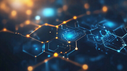 Poster - Abstract representation of interconnected nodes and data patterns in digital technology environment