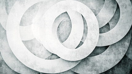 Poster - Abstract circular design with layered white shapes on a textured gray background