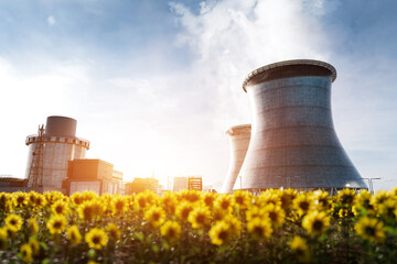 Atomic power station or nuclear power plant producing electricity