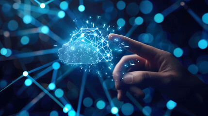 Poster - Cloud Technology AI abstract digital futuristic circuit, Cyber science tech, Innovation communication illustration.
