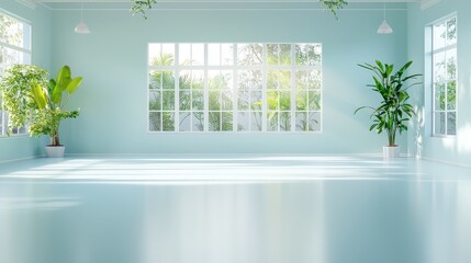 Poster - A spacious empty room with clean lines and neutral tones, isolated on a bright white background, ideal for showcasing potential design ideas and renovations.