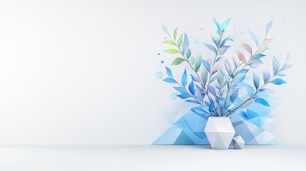 Poster - An artistic presentation of a corporate office wall with inspirational visuals, isolated on a clean white background to showcase modern design trends in professional settings.