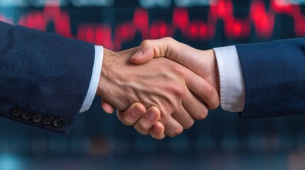 Business Handshake in Front of Stock Market Graph