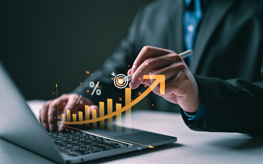 Aufkleber - Goal and target business concept, Business people analyze financial data chart trading forex, Investing in stock markets, funds and digital assets, Business finance technology and investment.