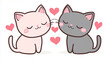 © Nazlykhan - Adorable cartoon cats in love with hearts and whiskers touching