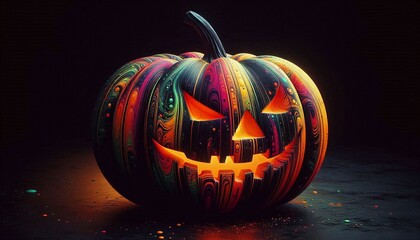 Halloween Pumpkin Art with Abstract and Colorful Design