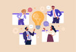 © nadzeya26 - Online Business Discussion Concept. Vector illustration of diverse people in web windows discussing an idea. Isolated on background