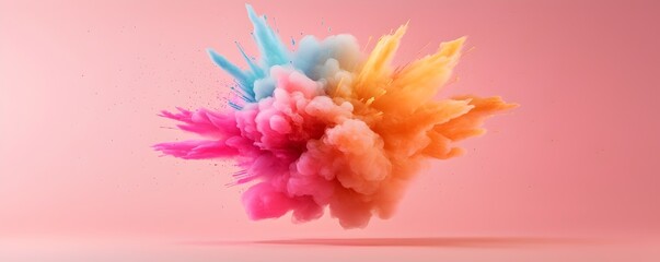 Poster - Vibrant Colorful in Pastel Hues - Ethereal Mist with Artistic Blur  Gradient Transition on Solid Background